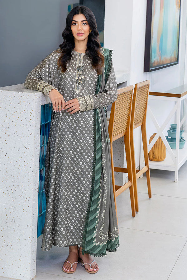 CROSS STITCH/FOREST MIST-3PC SATIN PRINTED SUIT