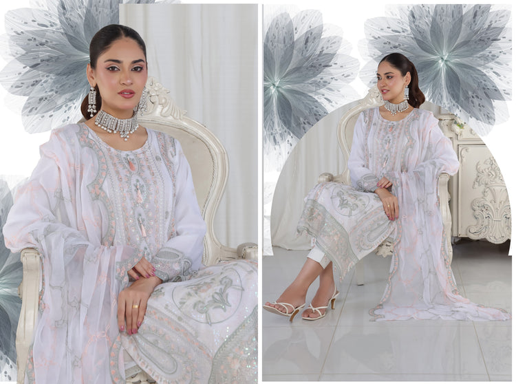 AAFRIN LUXURY CHIFFON BY BIN HAMEED SEMI-STITCHED 3PC | RAY4104