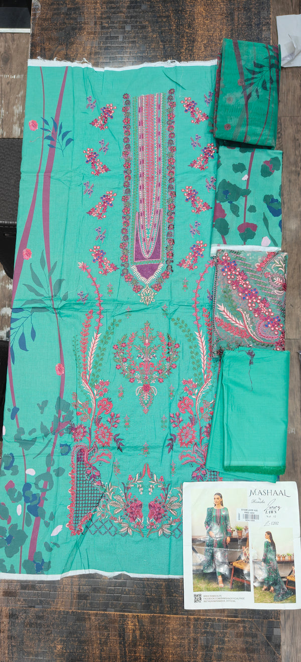 MASHAAL BY RAMSHA LUXURY LAWN-3PC | L-1202