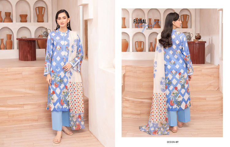 Azure Lawn Unstitched D7