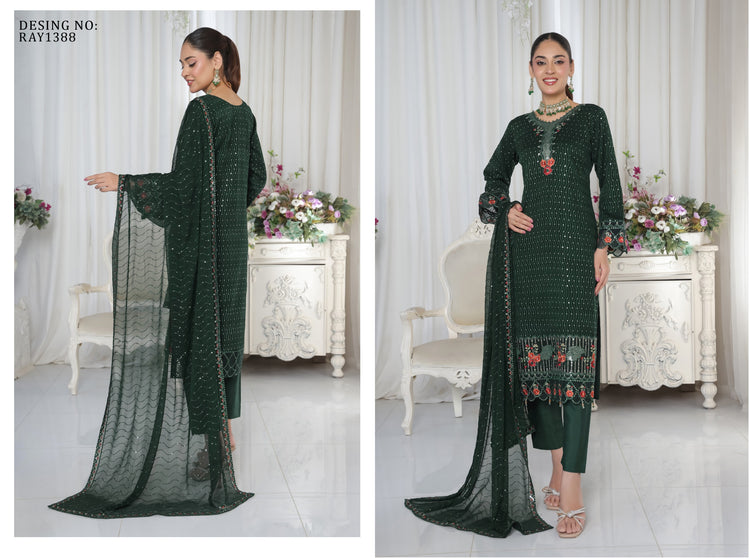 AAFRIN LUXURY CHIFFON BY BIN HAMEED SEMI-STITCHED 3PC | RAY1388