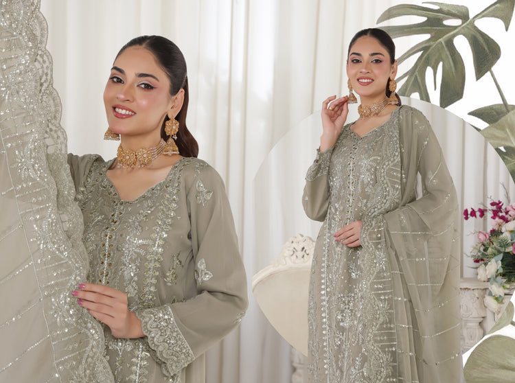 AAFRIN LUXURY CHIFFON BY BIN HAMEED SEMI-STITCHED 3PC | RAY1325