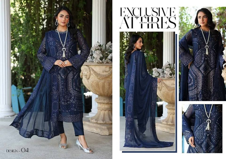 ARFA BY NOOR'S | LUXURY SEMI-STITCHED CHIFFON | D-04