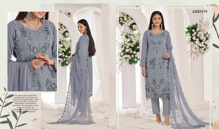 Rumha luxury emroidered chiffon
