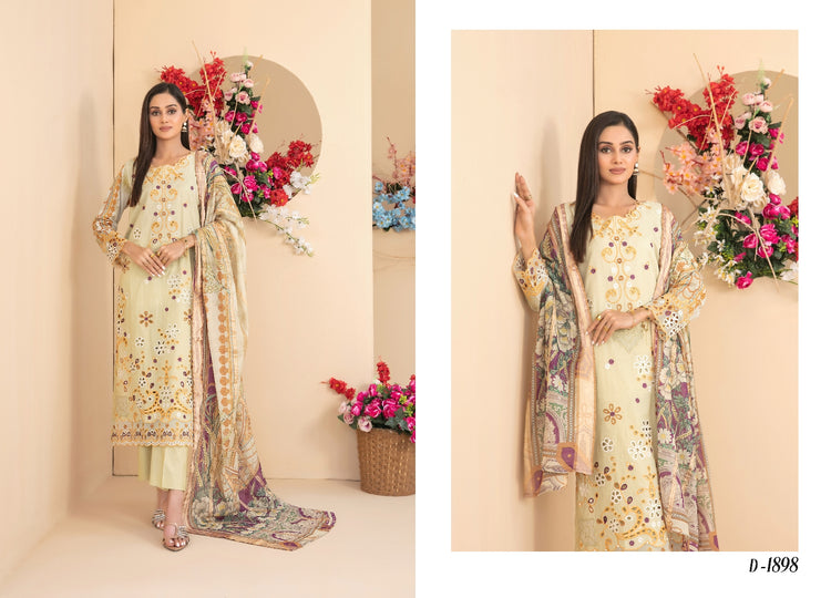 ZENARA BY TAWAKKAL SEMI-STITCHED 3PC | D-1898