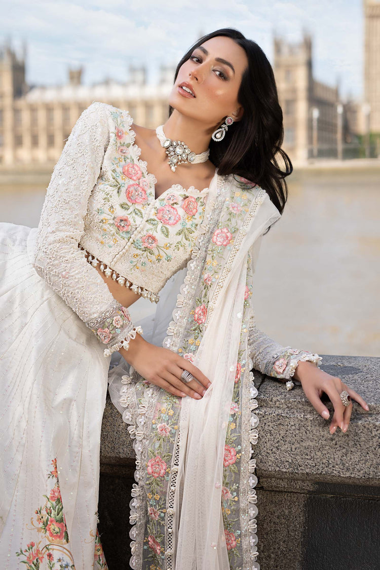 MARIA B SOIREE UNSTITCHED EMBROIDERED| D02 WHITE