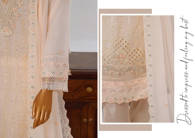 NORA SEMI-STITCHED HANDWORK CHIFFON 3PC | 03