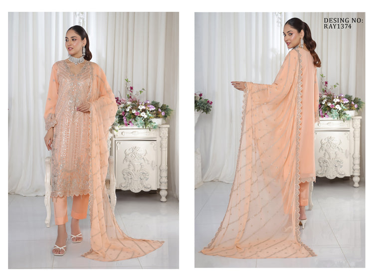 AAFRIN LUXURY CHIFFON BY BIN HAMEED SEMI-STITCHED 3PC | RAY1374