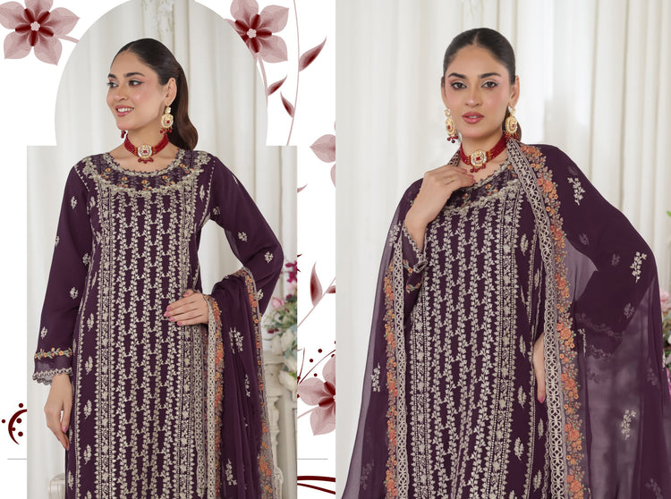 AAFRIN LUXURY CHIFFON BY BIN HAMEED SEMI-STITCHED 3PC | RAY1376