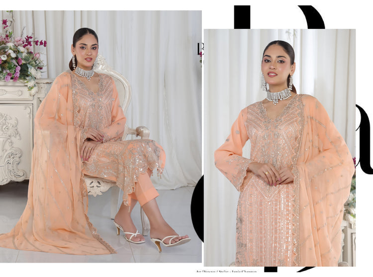 AAFRIN LUXURY CHIFFON BY BIN HAMEED SEMI-STITCHED 3PC | RAY1374