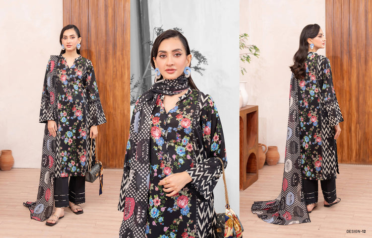 Azure Lawn Unstitched D12