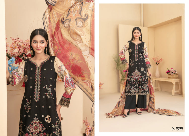 ZENARA BY TAWAKKAL SEMI-STITCHED 3PC | D-1899