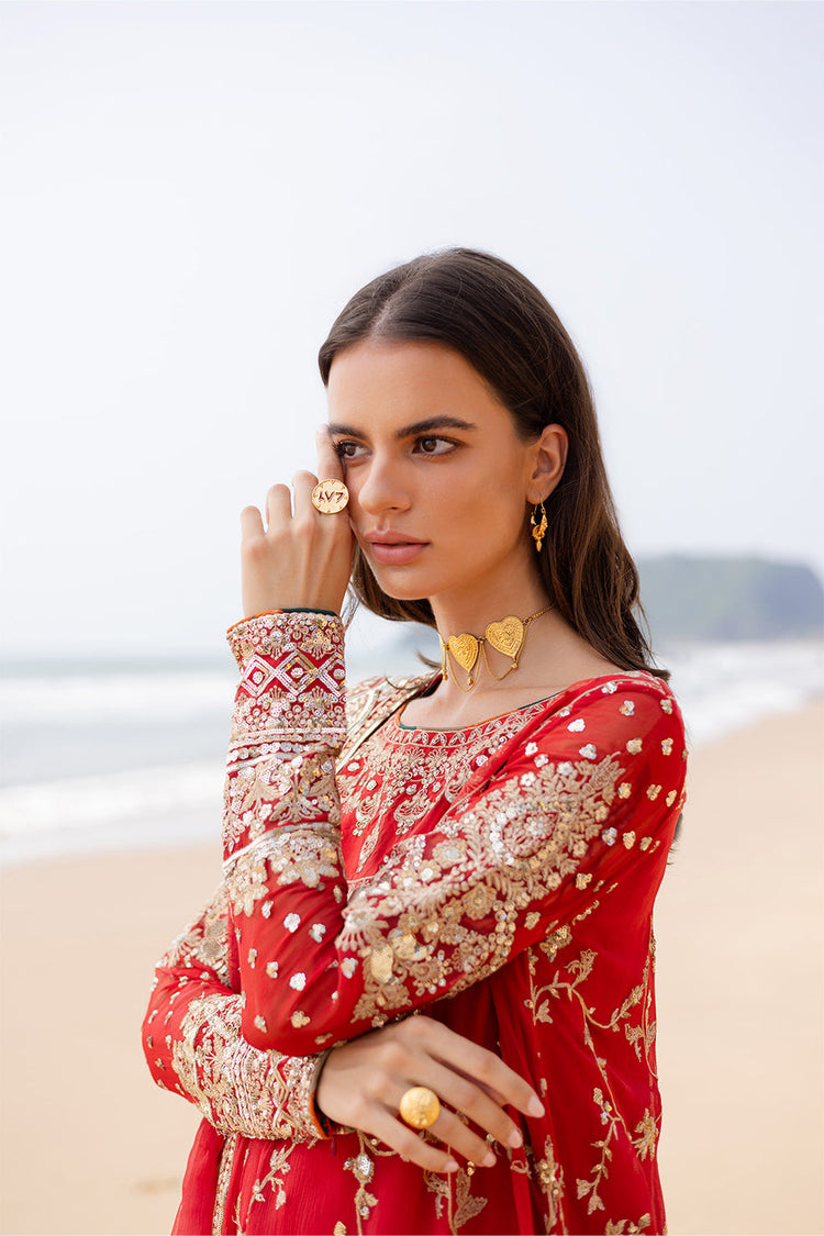ZYRA FREESIA 3 Piece Embroirdered Chiffon Anvi - FW40055