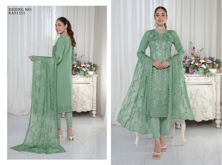AAFRIN LUXURY CHIFFON BY BIN HAMEED SEMI-STITCHED 3PC | RAY1351