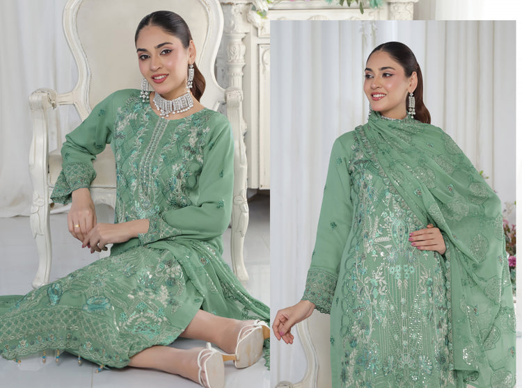 AAFRIN LUXURY CHIFFON BY BIN HAMEED SEMI-STITCHED 3PC | RAY1351