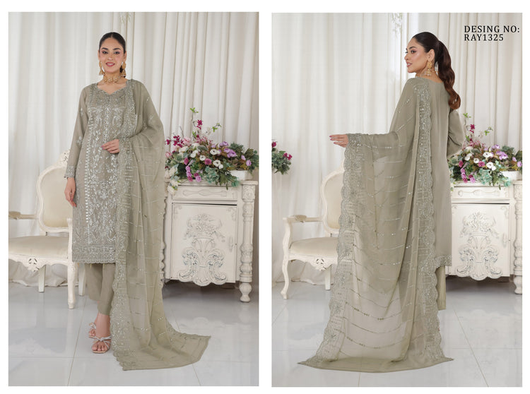 AAFRIN LUXURY CHIFFON BY BIN HAMEED SEMI-STITCHED 3PC | RAY1325