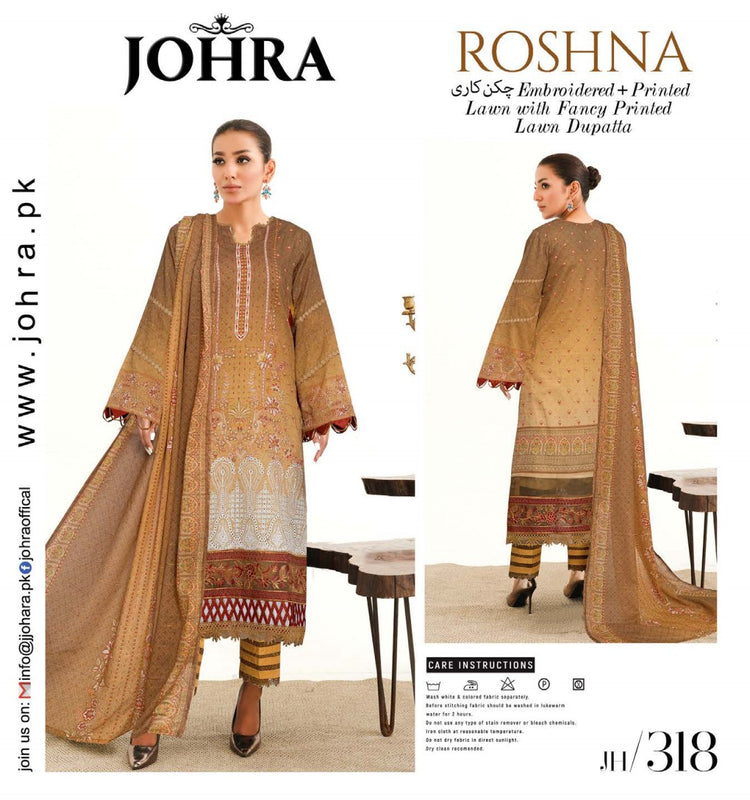 ROSHNA BY JOHRA PREMIUM LAWN | JH-318