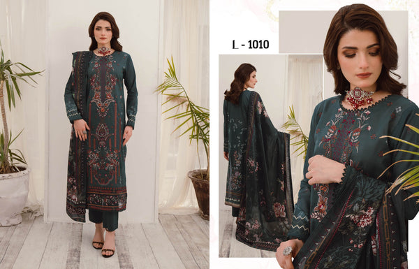 MASHAAL BY RAMSHA LUXURY LAWN-3PC | L-1010