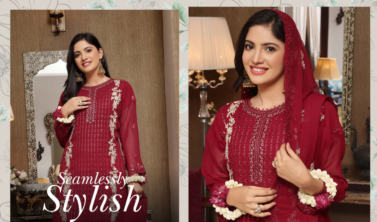 ZAAMIRAH BY BIN HAMEED SEMI-STITCHED 3PC | D-08