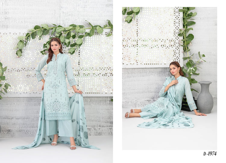 ZARIDA BY TAWAKKAL UN-STITCHED 3PC | D-1974