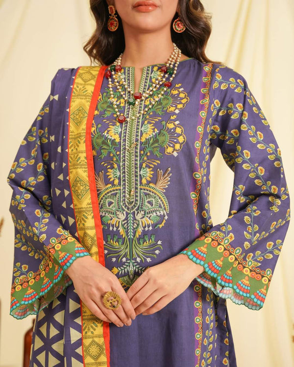 Shirt Shalwar Dupatta - Kimberly Purple - Cambric Suit-3pc