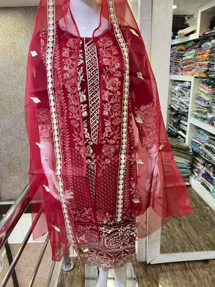 AGHA NOOR REPLICA STITCHED- 07 RED