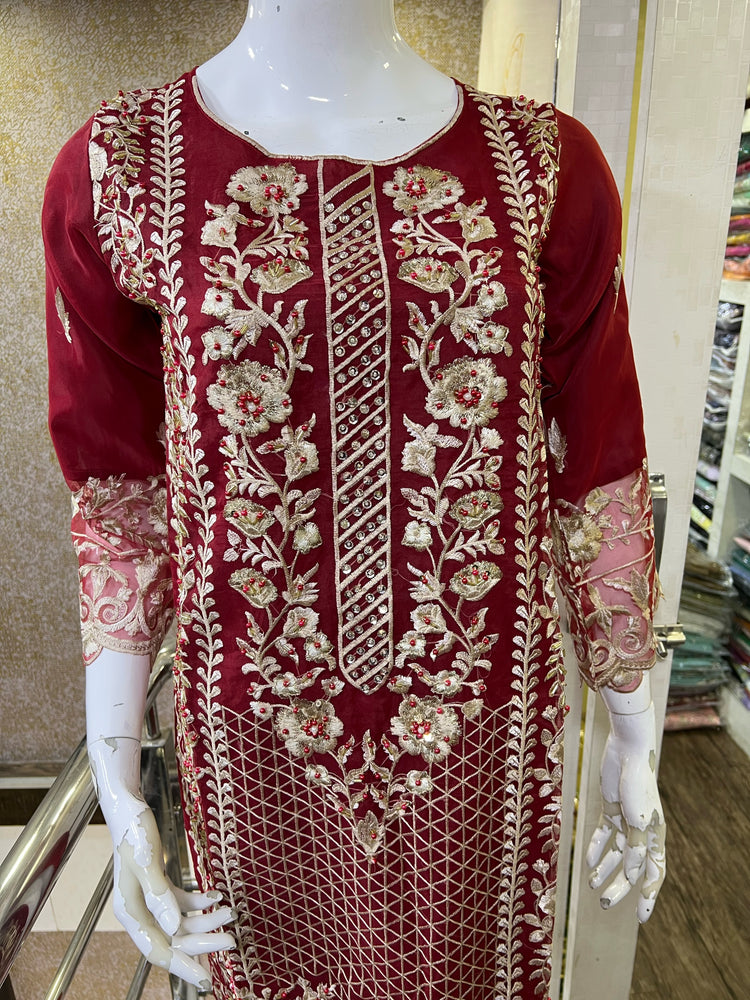 AGHA NOOR REPLICA STITCHED- 07 RED