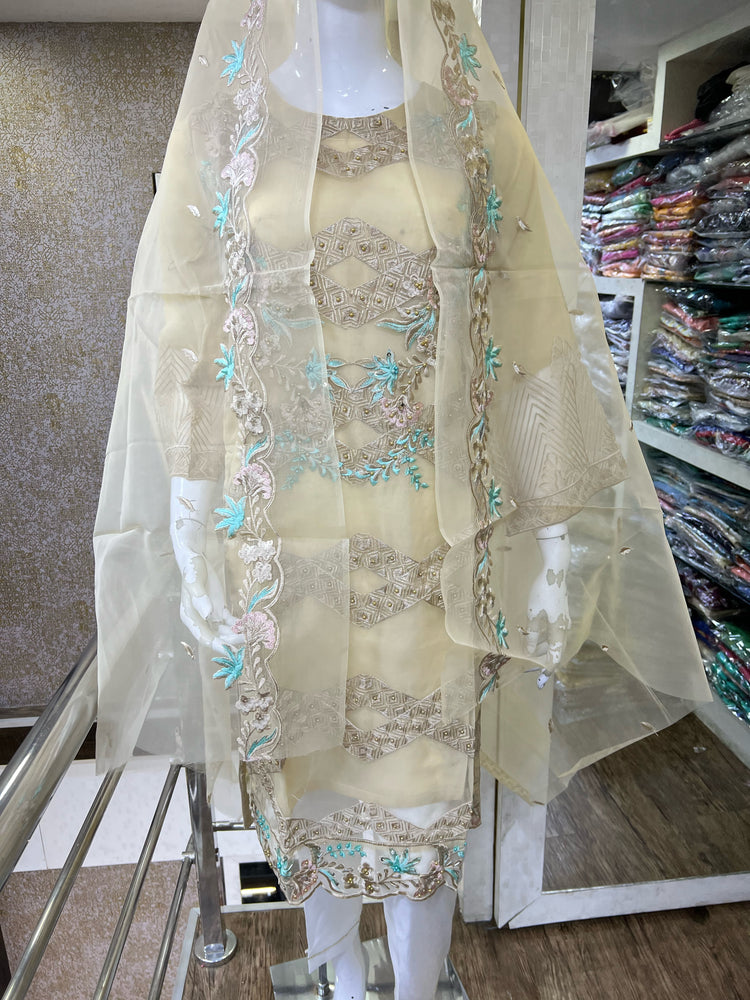 AGHA NOOR REPLICA STITCHED- 14 BEIGE