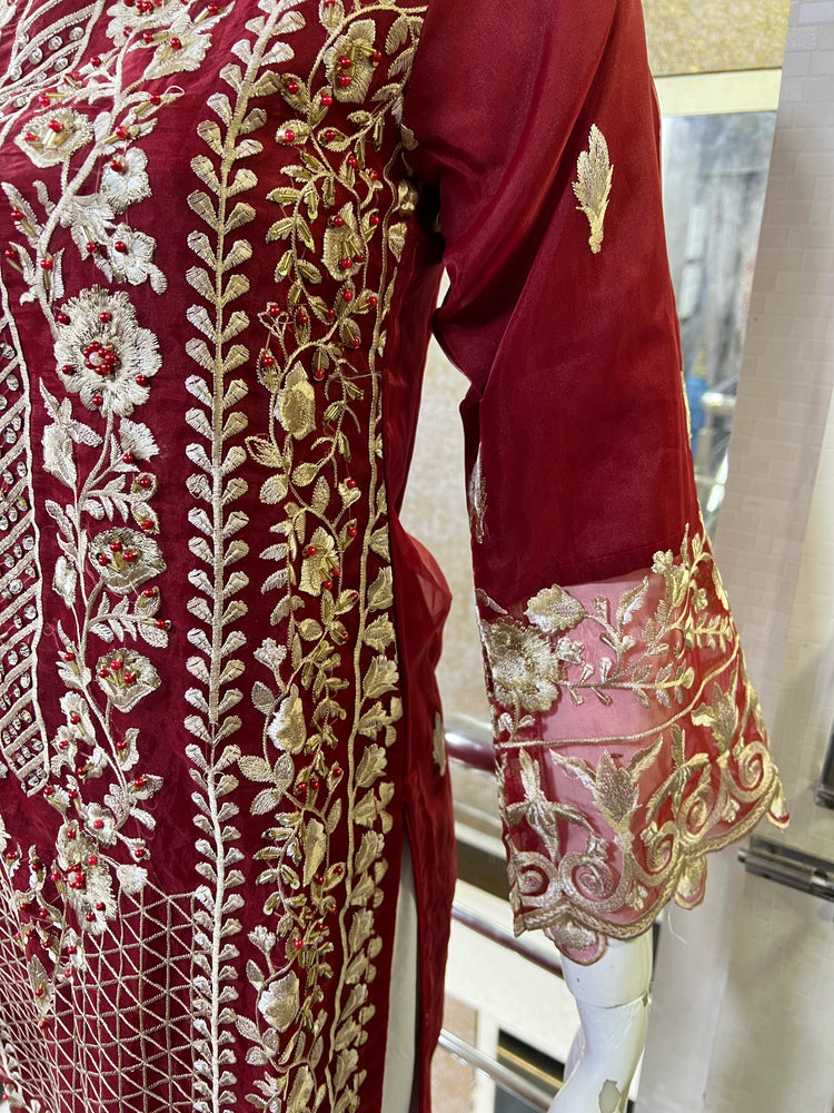 AGHA NOOR REPLICA STITCHED- 07 RED