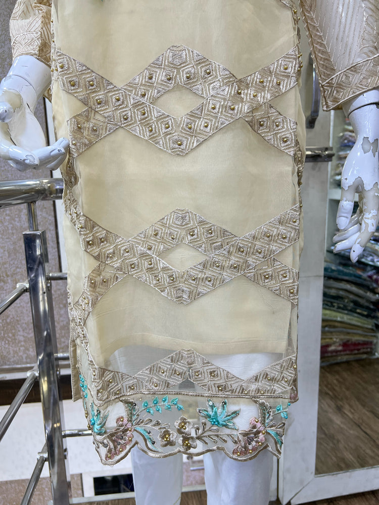 AGHA NOOR REPLICA STITCHED- 14 BEIGE