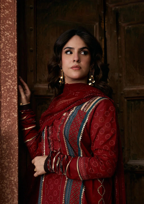 Aangan-Print Chiffon'26 By Kahf - KPS-1A SURKH NOOR