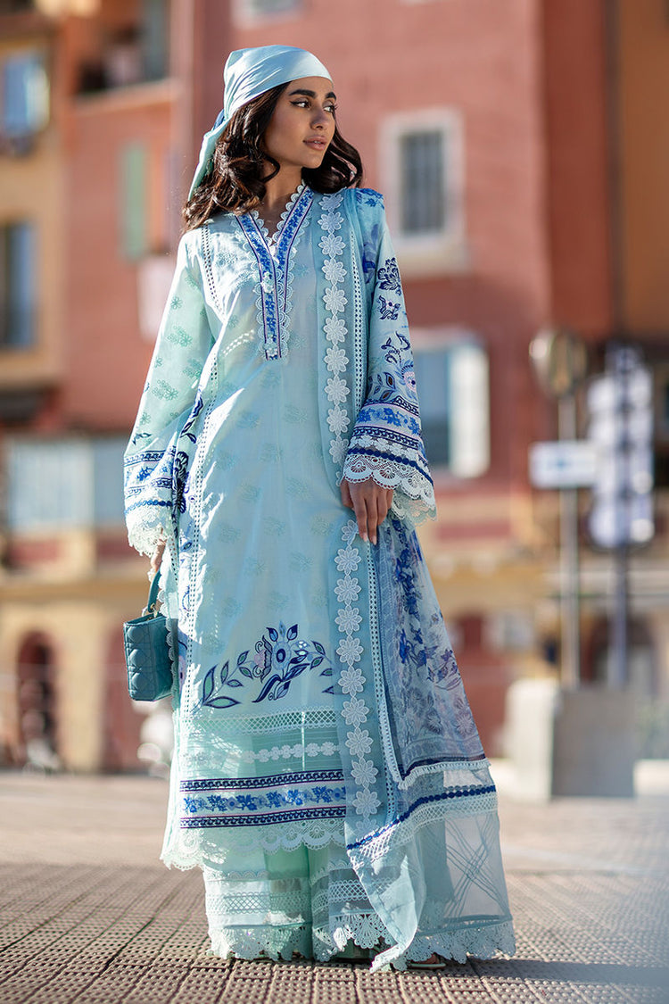 ZOHA BY ANSAB JAHANGIR UN-STITCHE 3PC | Blue Bell