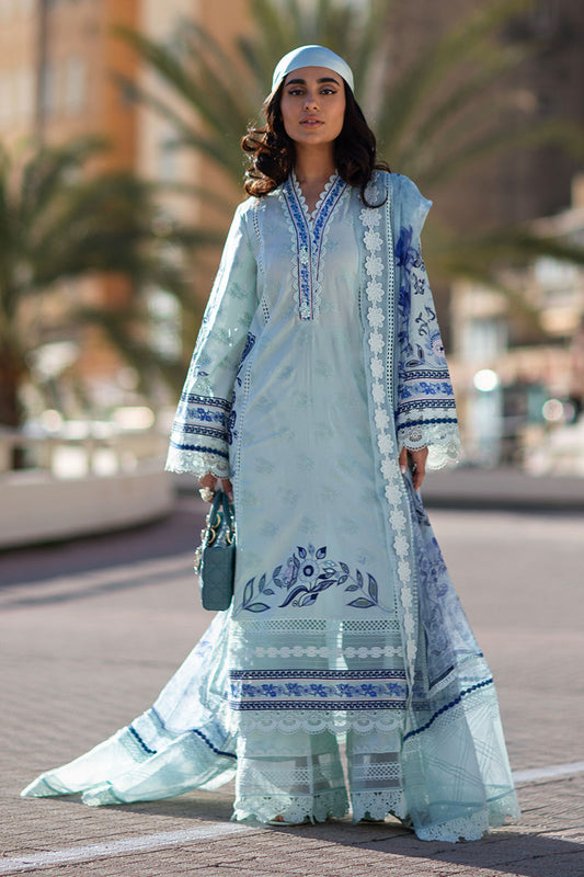 ZOHA BY ANSAB JAHANGIR UN-STITCHE 3PC | Blue Bell