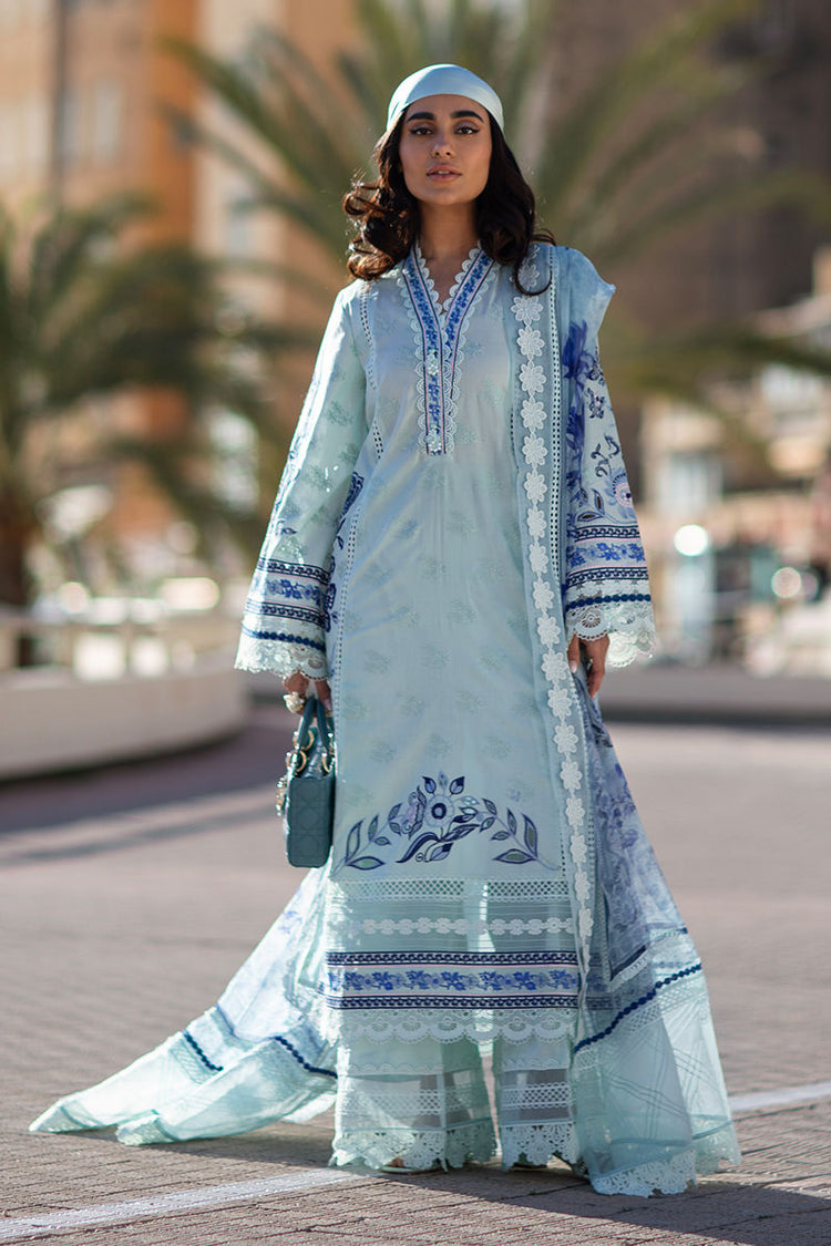 ZOHA BY ANSAB JAHANGIR UN-STITCHE 3PC | Blue Bell