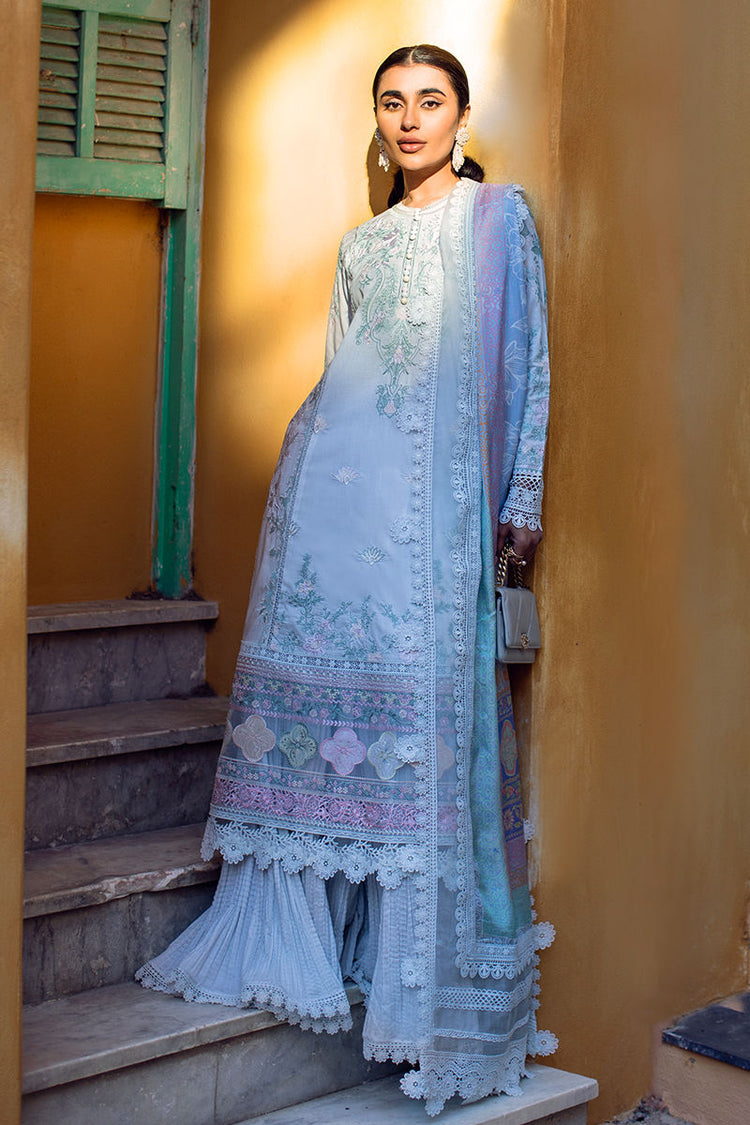 ZOHA BY ANSAB JAHANGIR UN-STITCHE 3PC | Petal Blue