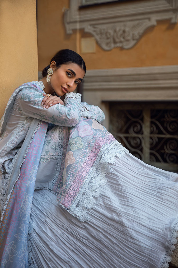 ZOHA BY ANSAB JAHANGIR UN-STITCHE 3PC | Petal Blue