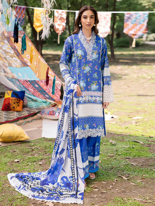 RAJBARI SCHIFFLI PRINTKARI UN-STITCHED 3PC | D-06