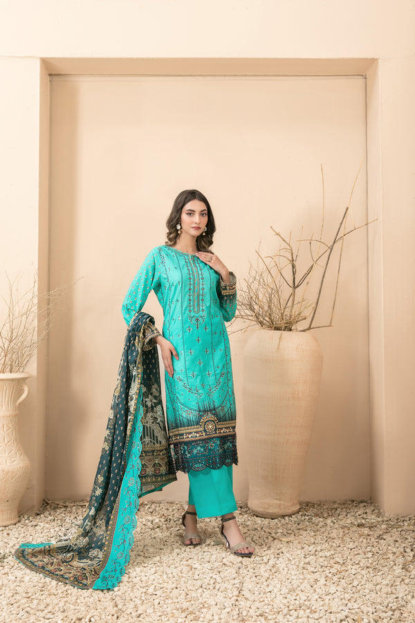 FARIDEH BY TAWAKKAL |UNSTITCHED LAWN 3PC| D-2594