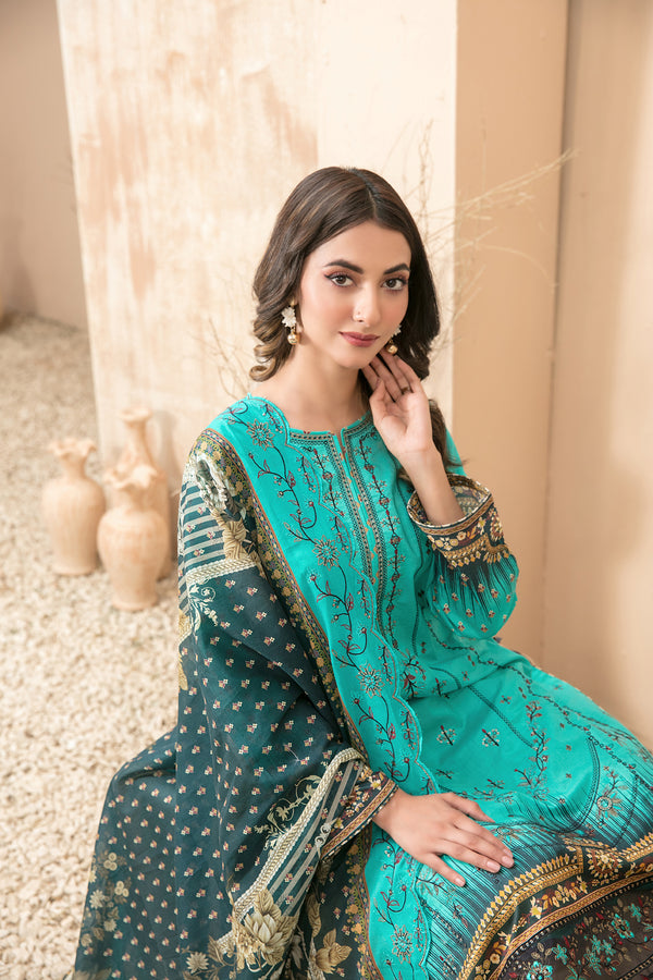 FARIDEH BY TAWAKKAL |UNSTITCHED LAWN 3PC| D-2594