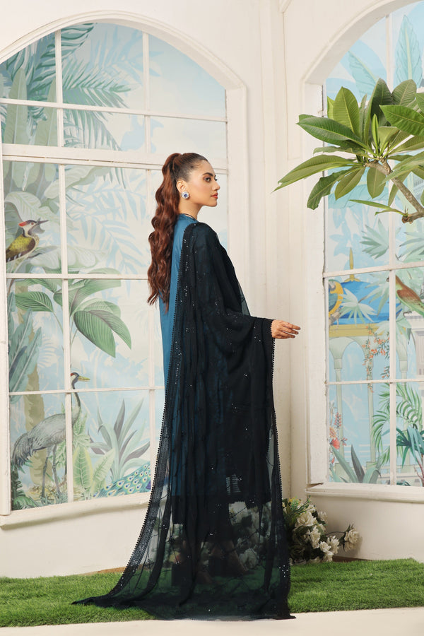 3 PIECE - LUXURY EMBROIDERED PURE SELF COTTON SUIT