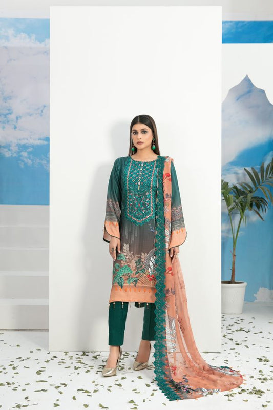 MONIFA LAWN EMBROIDERED BY TAWAKKAL D-8022