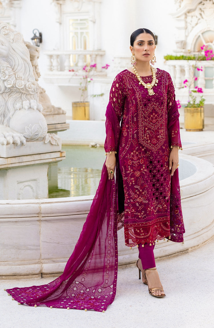 Zimal by Emaan Adeel Embroidered Chiffon 3pc| ZM 01 Mushq