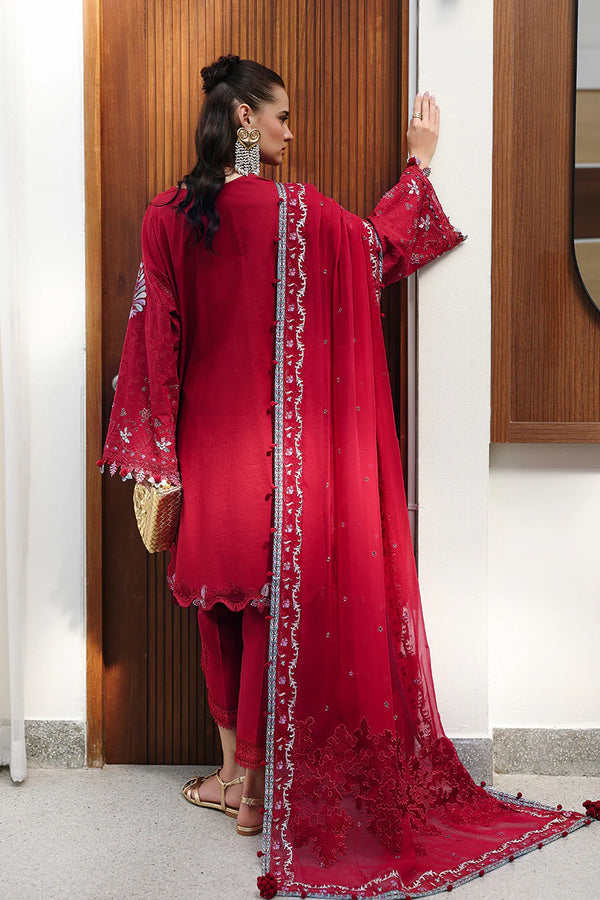 QALAMKAR CHIKANKARI UN-STITCHED 3PC| CM-03 RUBY
