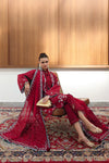 QALAMKAR CHIKANKARI UN-STITCHED 3PC| CM-03 RUBY