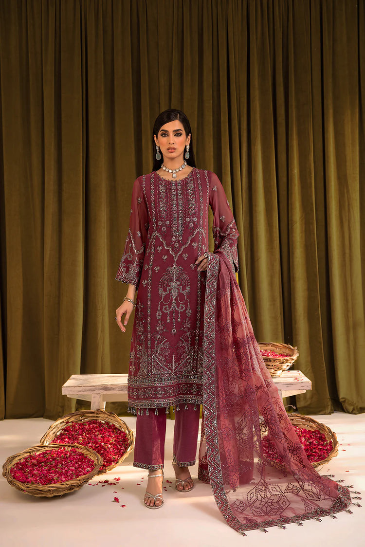 MEHFIL-E UROOS ALIZEH LUXURY CHIFFON UNSTITCHED - Famya - V16D04 Embroidered Chiffon Magenta