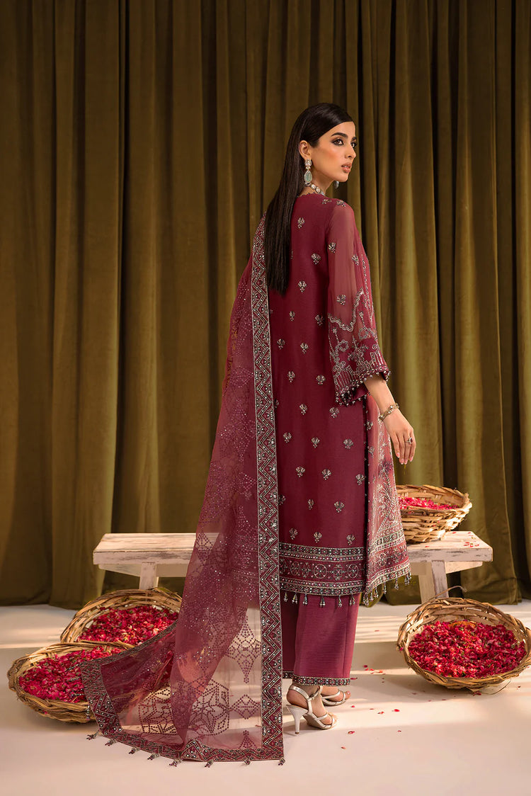 MEHFIL-E UROOS ALIZEH LUXURY CHIFFON UNSTITCHED - Famya - V16D04 Embroidered Chiffon Magenta