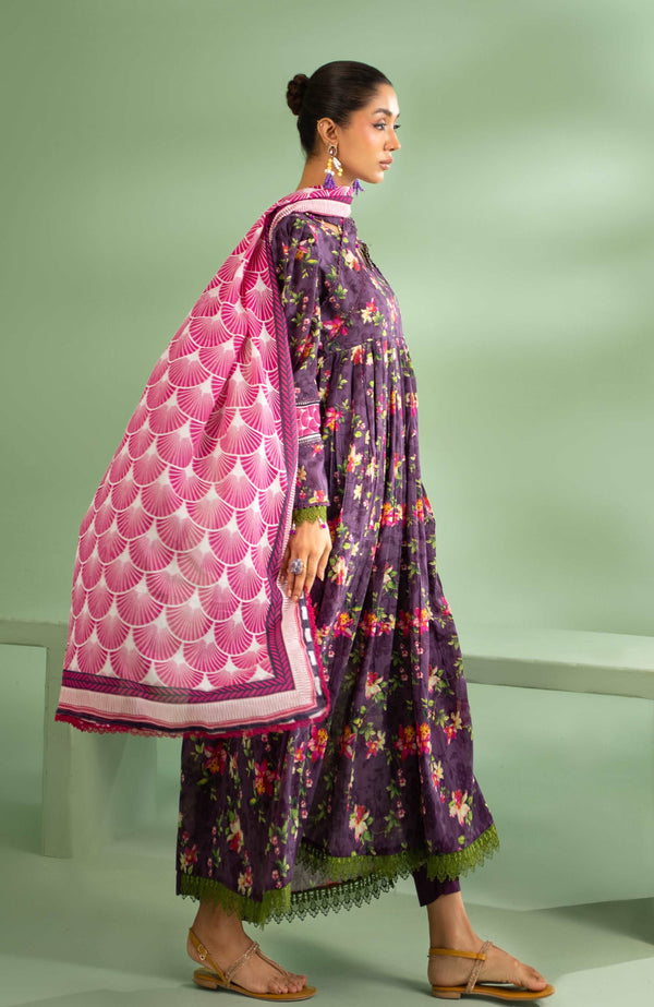 COLORS ALZOHAIB Bana Dupatta 3-Piece Unstitched Lawn-CDB-24-01