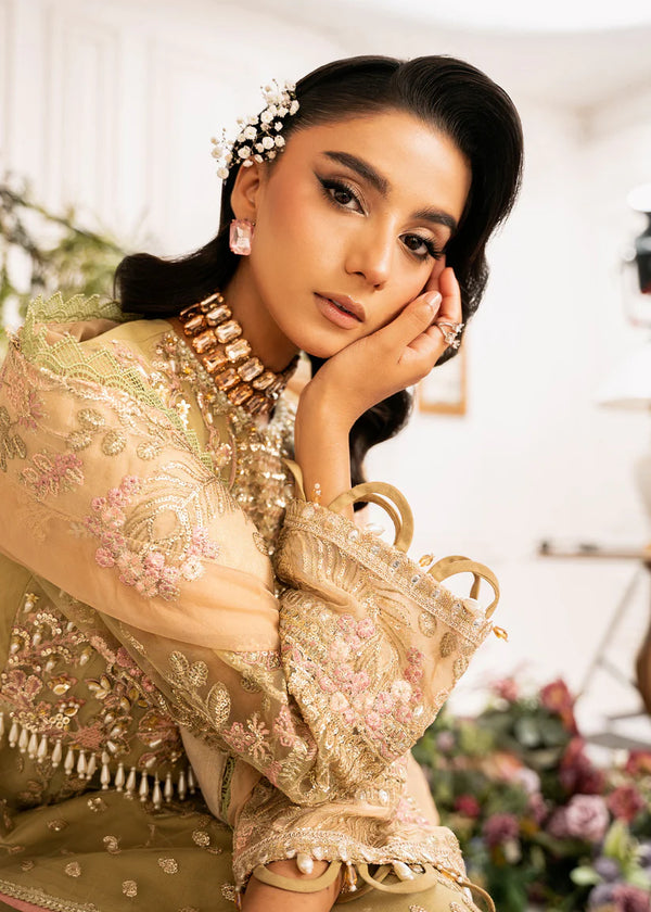 INAYAT ALIF BY AJR LUXURY WEDDING UN-STITCHED 3PC| BREWING-MATCHA