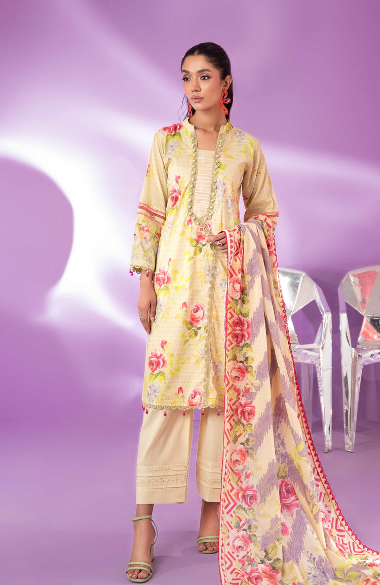 COLORS ALZOHAIB Bana Dupatta 3-Piece Unstitched Lawn-CDB-24-10