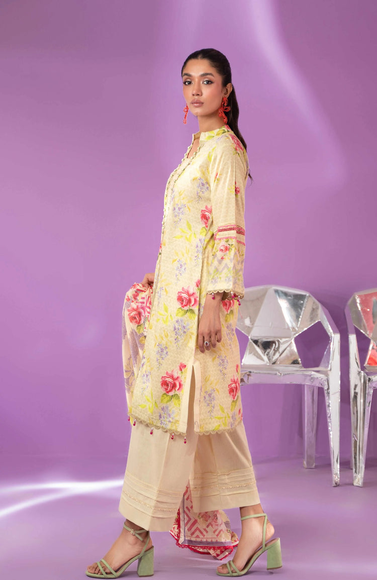 COLORS ALZOHAIB Bana Dupatta 3-Piece Unstitched Lawn-CDB-24-10